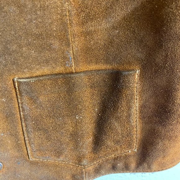 Vintage 70s 80s Trucker Vest Men's Sz 46 shearling Fur lined Suede leather AS IS - Picture 7 of 11